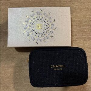 Chanel Navy and Gold Beauté Pouch